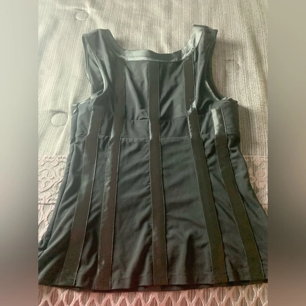 Bebe Mesh Satin Corset Top Black Medium - Picture 8 of 16